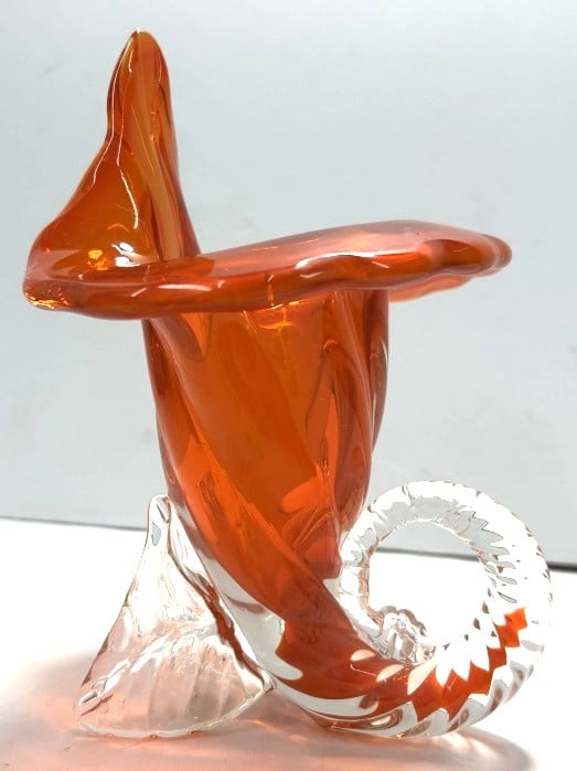 VINTAGE MURANO ITALY 1950S ART GLASS CORNUCOPIA (1 of 3)