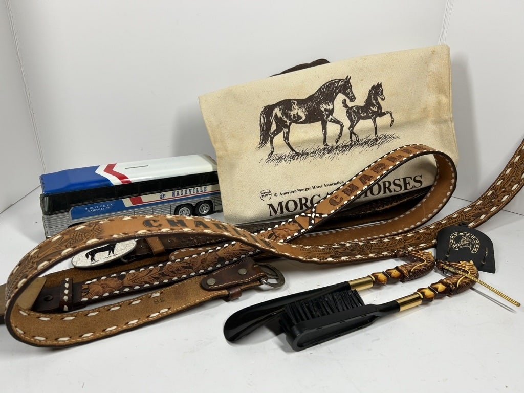 WESTERN HORSE LOT: AMERICAN MORGAN HORSE ASSOCIATION, BAG, BELTS AND MORE