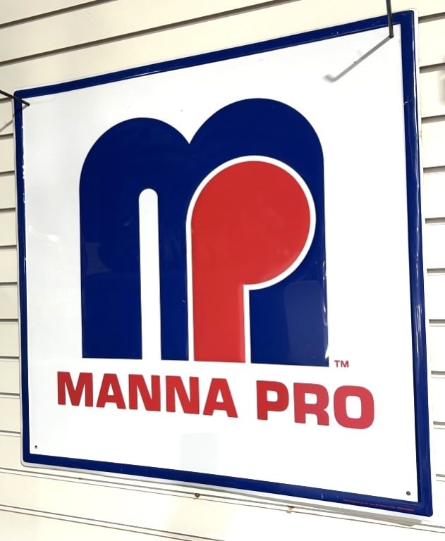 SST MANNA PRO EMBOSSED ADVERTISING SIGN: SS STOUT INDUSTIIIES INC. ST. LOIUS MO. MADE IN USA 9020010082697