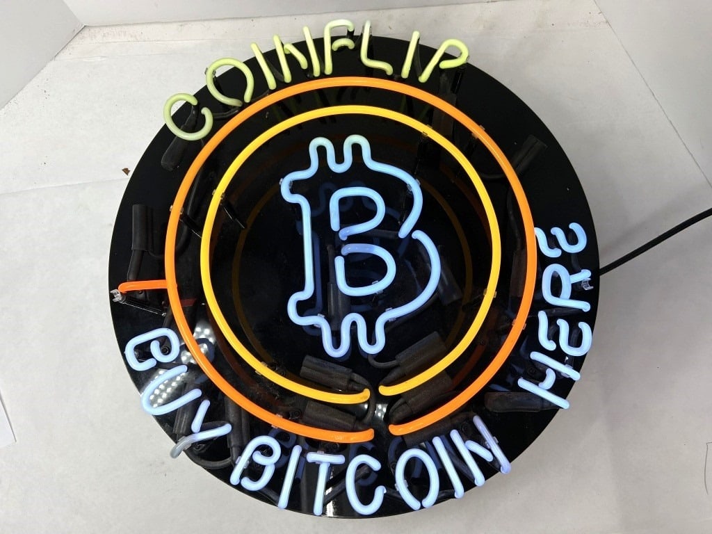 RARE COINFLIP BITCOIN NEON LIGHTED SIGN (1 of 2)