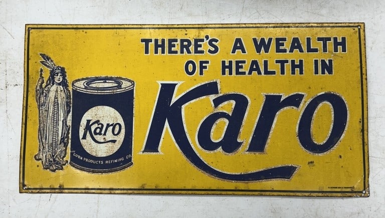 SST EMBOSSED KARO CORN SYRUP SIGN: EMBOSSED KARO CORN SYRUP SIGN