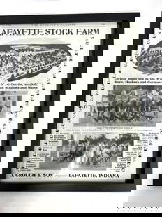 VTG LAFAYETTE STOCK FARM PAPER: ADVERTISING PAPER IN FRAME
