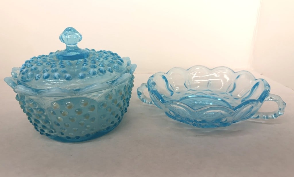FENTON BLUE OPALESCENT CANDY DISH (1 of 4)