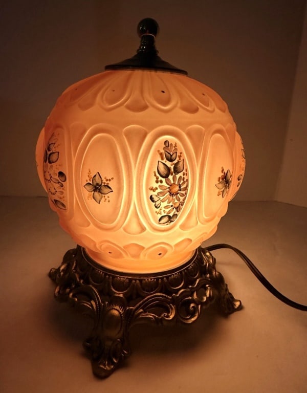 MOSSER 10" NITE LITE: RUSTY ORANGE WITH WHITE FLORALS