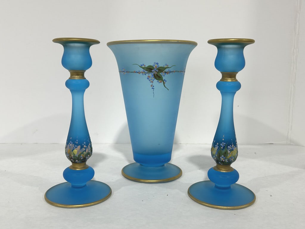 VINTAGE BLUE HANDPAINTED VASE (1 of 1)
