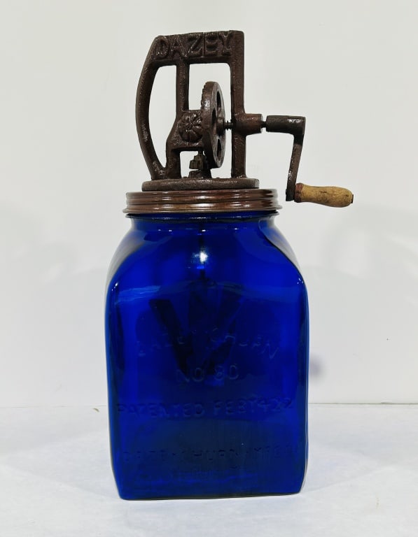 DAZEY NO 80 BLUE GLASS BUTTER CHURN (1 of 6)