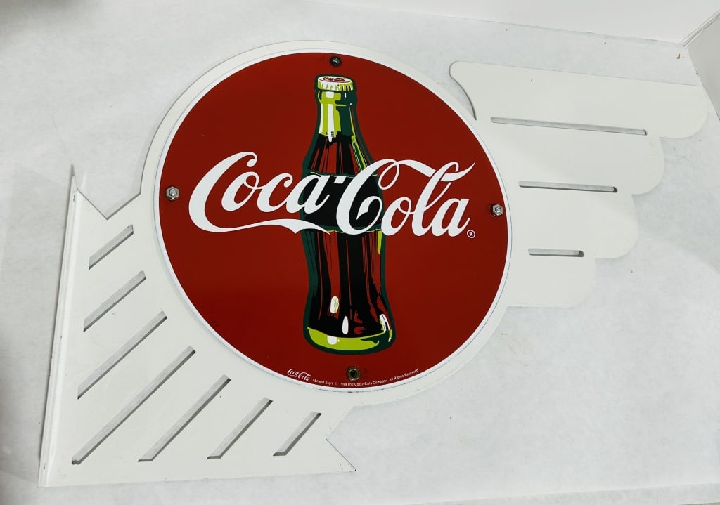 COCA-COLA ROUND BUTTON SIGN WITH FLANGE (1 of 2)