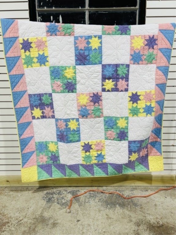 VINTAGE PURPLE, YELLOW, GREEN QUILT (1 of 2)