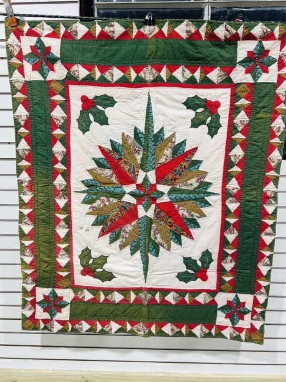 VINTAGE GREEN/RED QUILT (1 of 2)