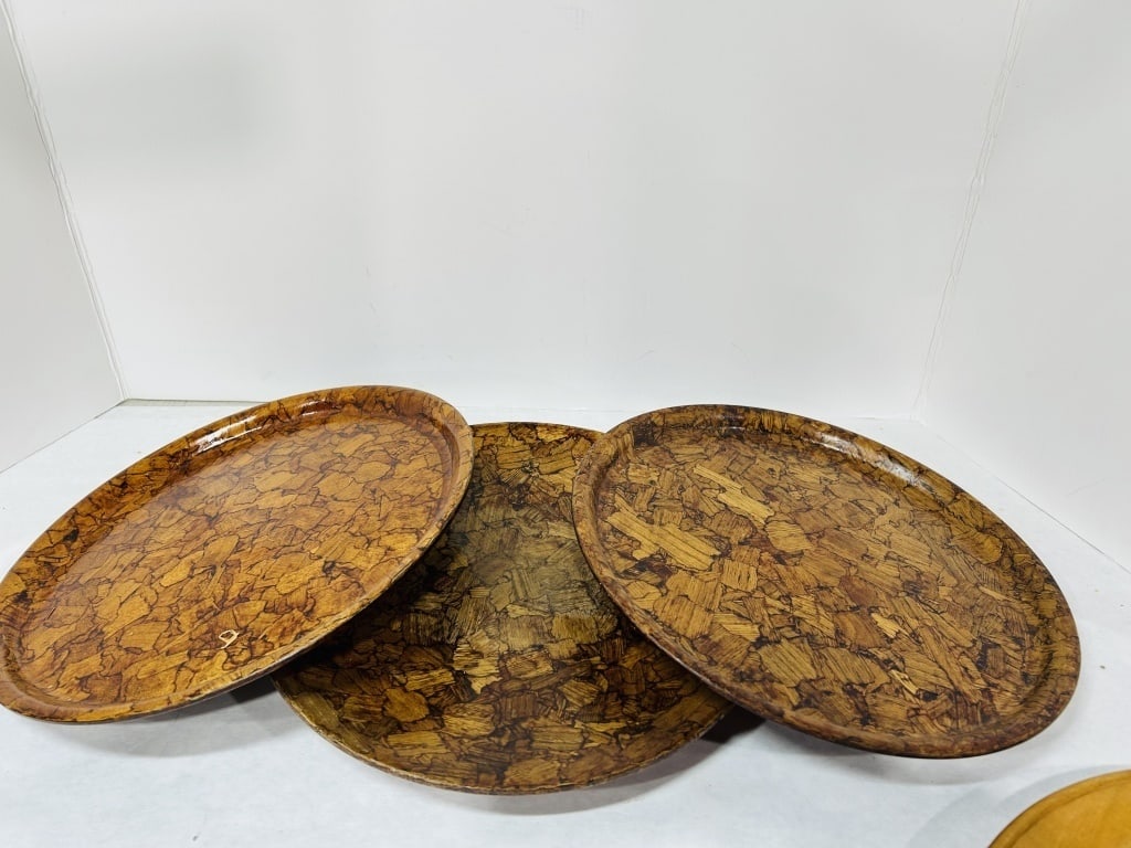 SET OF 3 HANDMADE WOODEN PLATTERS: SET OF 3 HANDMADE WOODEN PLATTERS