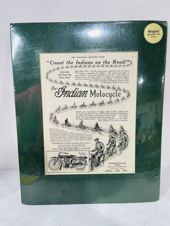 VINTAGE INDIAN MOTORCYCLE AD: VTG