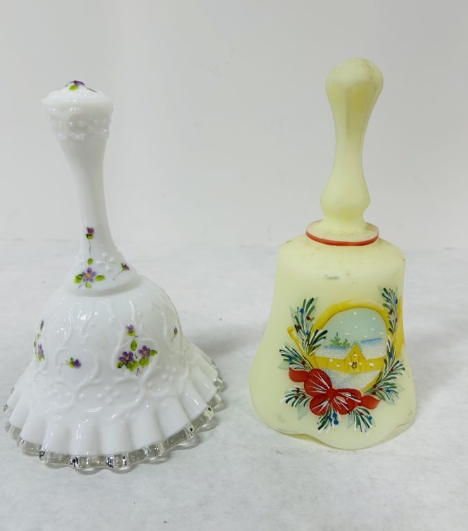 VINTAGE HAND PAINTED FENTON GLASS BELLS: BELLS