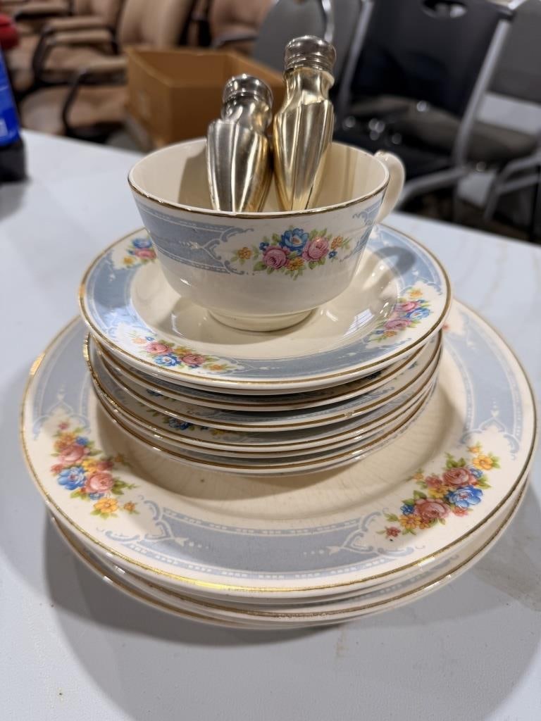 VINTAGE HOMER LAUGHLIN BLUE FLORAL DINNERWARE (1 of 8)