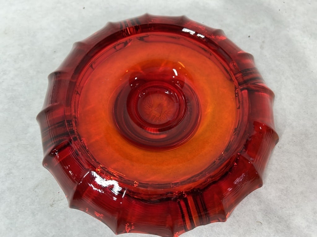 FOSTORIA RUBY RED COIN EAGLE ASHTRAY - 4