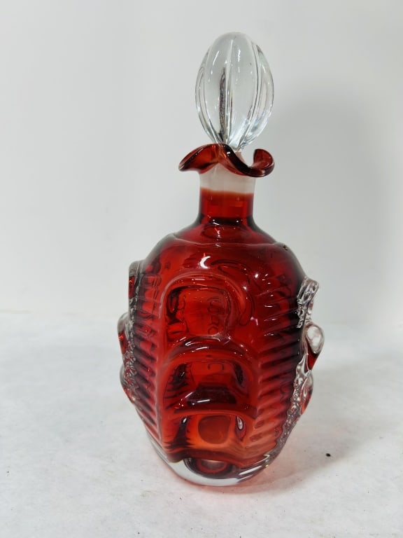 VINTAGE SWEDISH RUBY RED DECANTER (1 of 3)