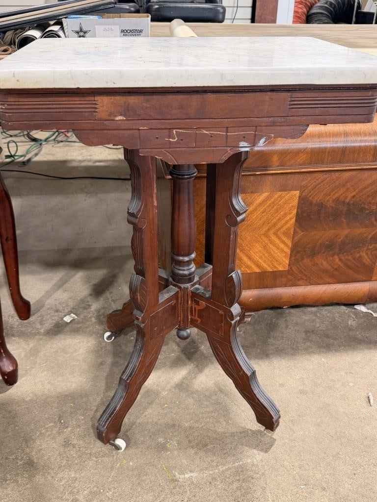 MARBLE TOP TABLE: TOP IS SEPERATE PIECE AND COMES OFF NO SHIPPING