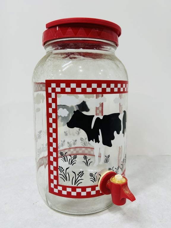 VINTAGE CARLTON GLASS COW BEVERAGE DISPENSER: VINTAGE CARLTON GLASS COW BEVERAGE DISPENSER OR SUN TEA JAR