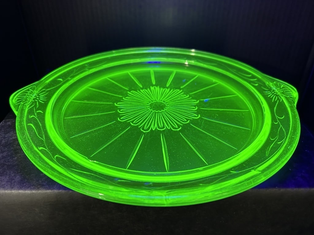 URANIUM GLASS SERVING DISH - 2