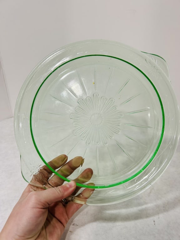 URANIUM GLASS SERVING DISH - 4