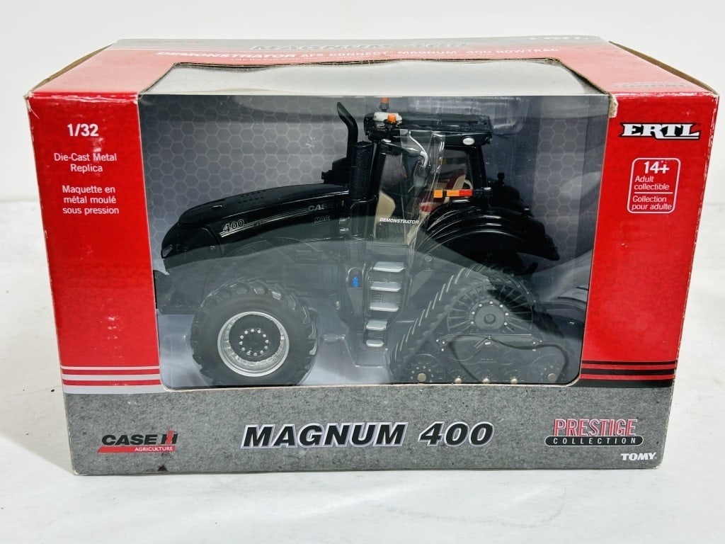 ERTL 1/32 CASE MAGNUM 400 BLACK: DIECAST, DEMONSTRATOR AFS CONNECT MAGNUM 400 ROWTRAC FROM PRESTIGE COLLECTION, MODEL #44296, STOCK #F0522YL02
