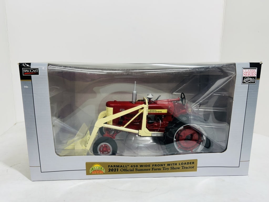 SPECCAST 1/16 FARMALL 450 WF WITH LOADER: 2021 OFFICIAL SUMMER FARM TOY SHOW TRACTOR, DIECAST, MODEL #CUST1969