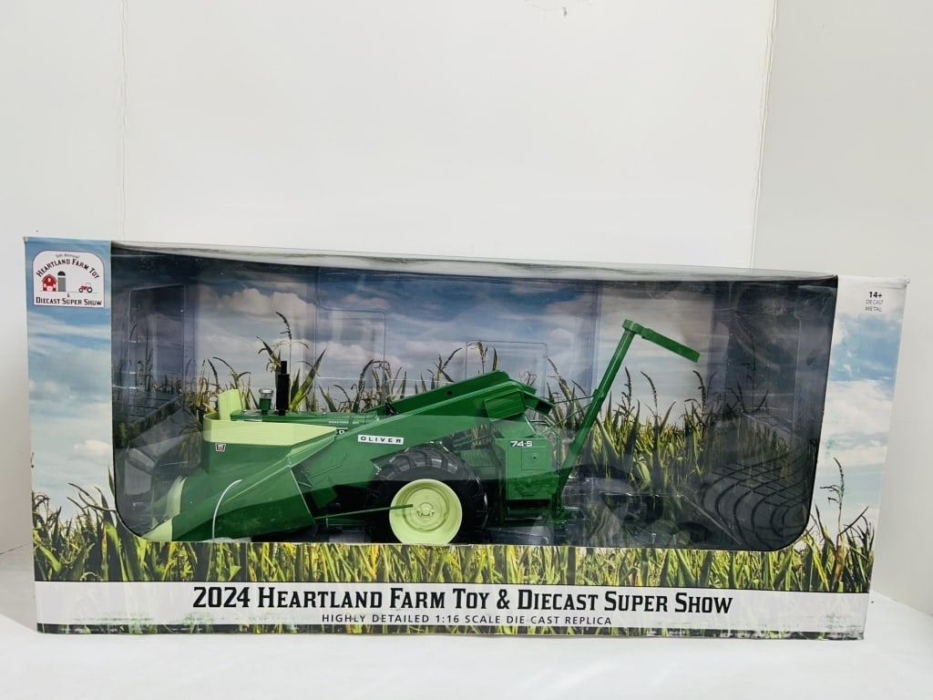 SPECCAST 1/16 OLIVER 1650 W/CORN PICKER: HIGHLY DETAILED DIECAST, 2024 HEARTLAND FARM TOY & DIECAST SUPER SHOW, HIGHLY DETAILED, WITH 74-S CORN PICKER, STOCK #32423