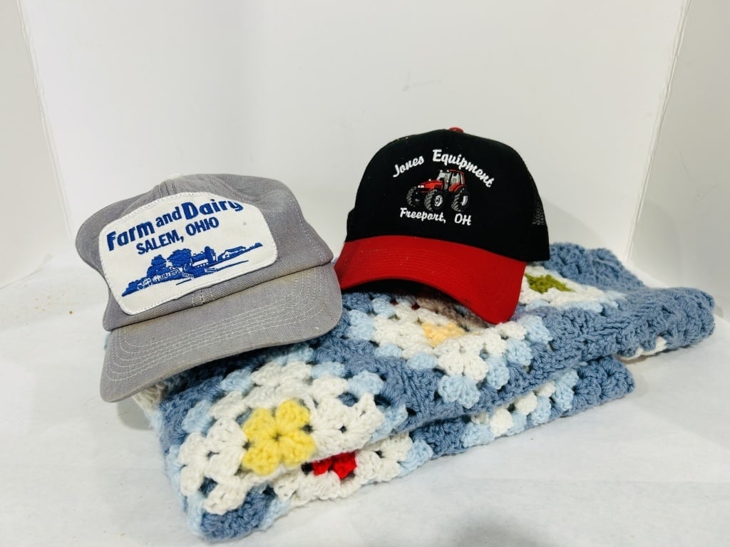 HANDMADE LAP BLANKET AND VINTAGE HATS (1 of 6)