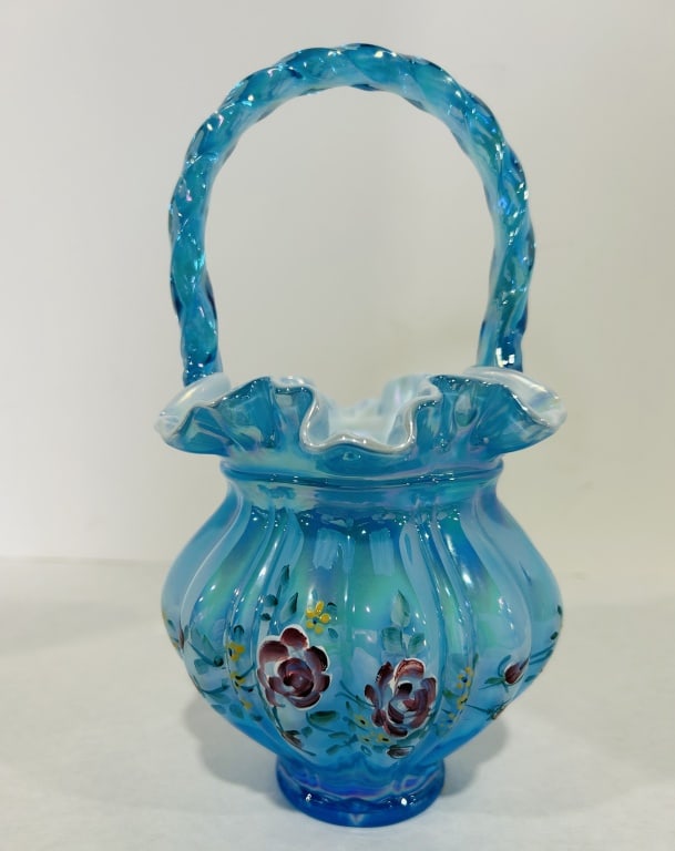 FENTON ROSE CELESTE BLUE OVERLAY MELON BASKET (1 of 6)