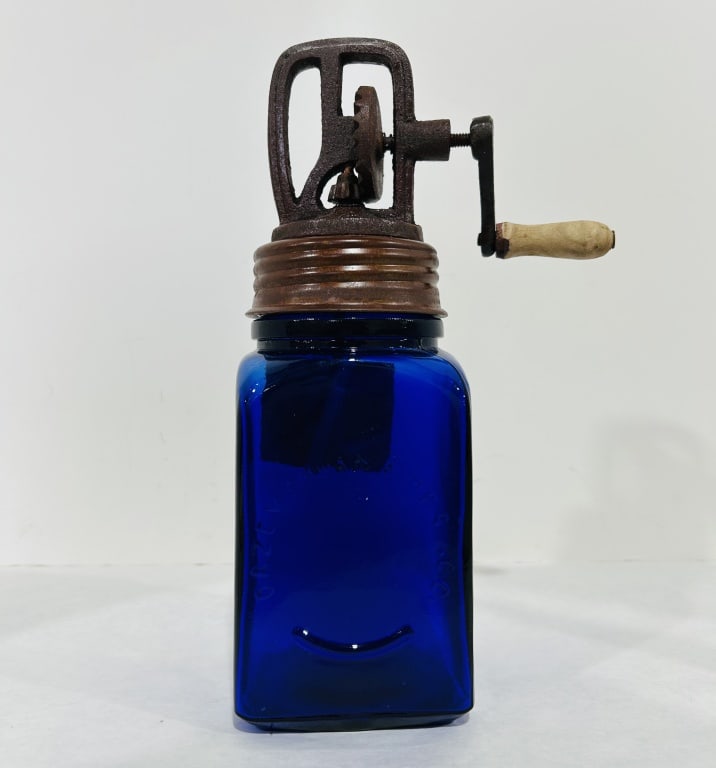 DAZEY BUTTER CHURN COBALT BLUE QUART SIZE (1 of 6)