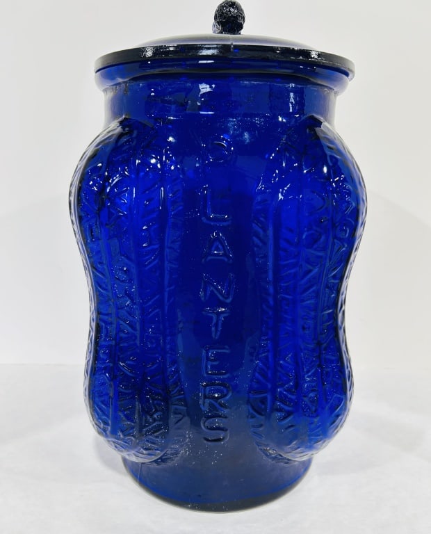 VINTAGE PLANTERS PEANUTS COBALT JAR (1 of 4)
