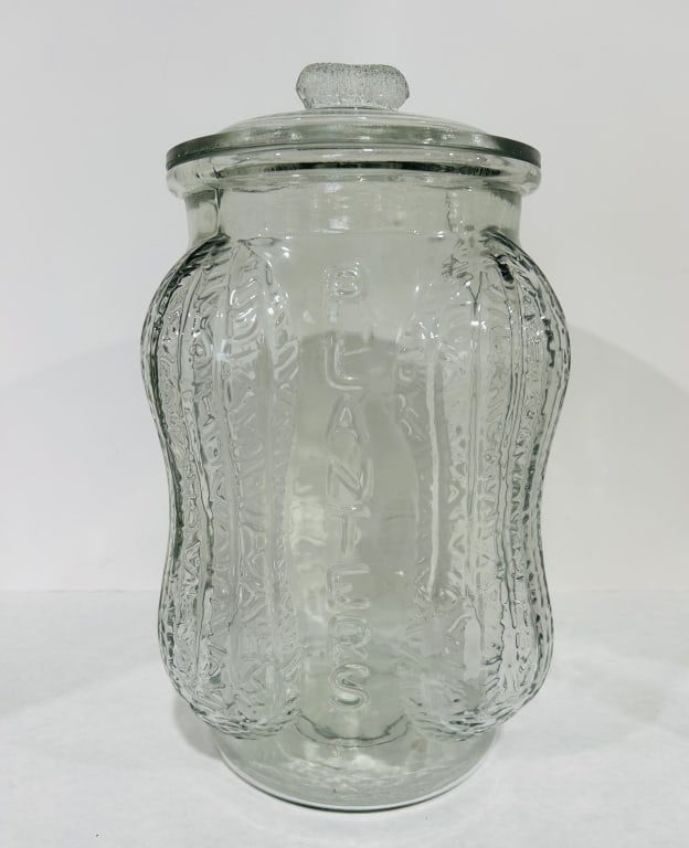 VINTAGE PLANTERS PEANUTS CLEAR GLASS JAR: .