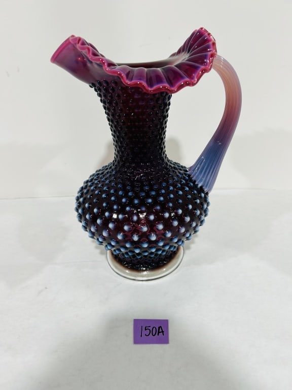 FENTON PLUM HOBNAIL TANKARD WATER PITCHER: .