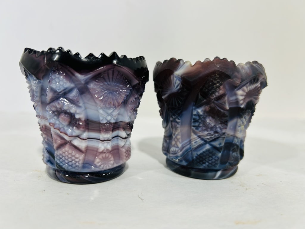 PURPLE SLAG GLASS TOOTHPICK HOLDERS (1 of 4)