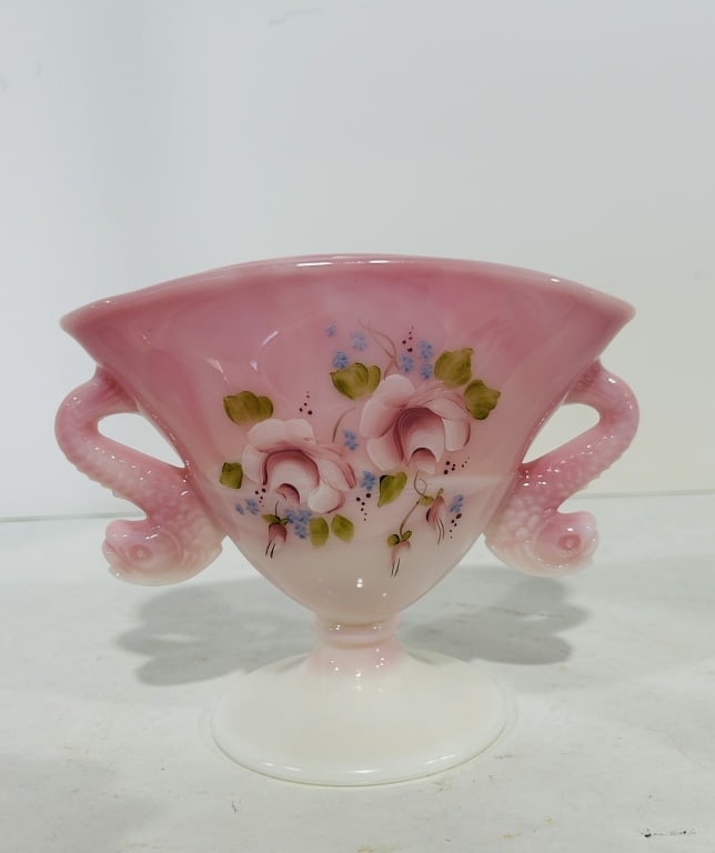 FENTON ROSALENE GLASS FAN VASE (1 of 6)