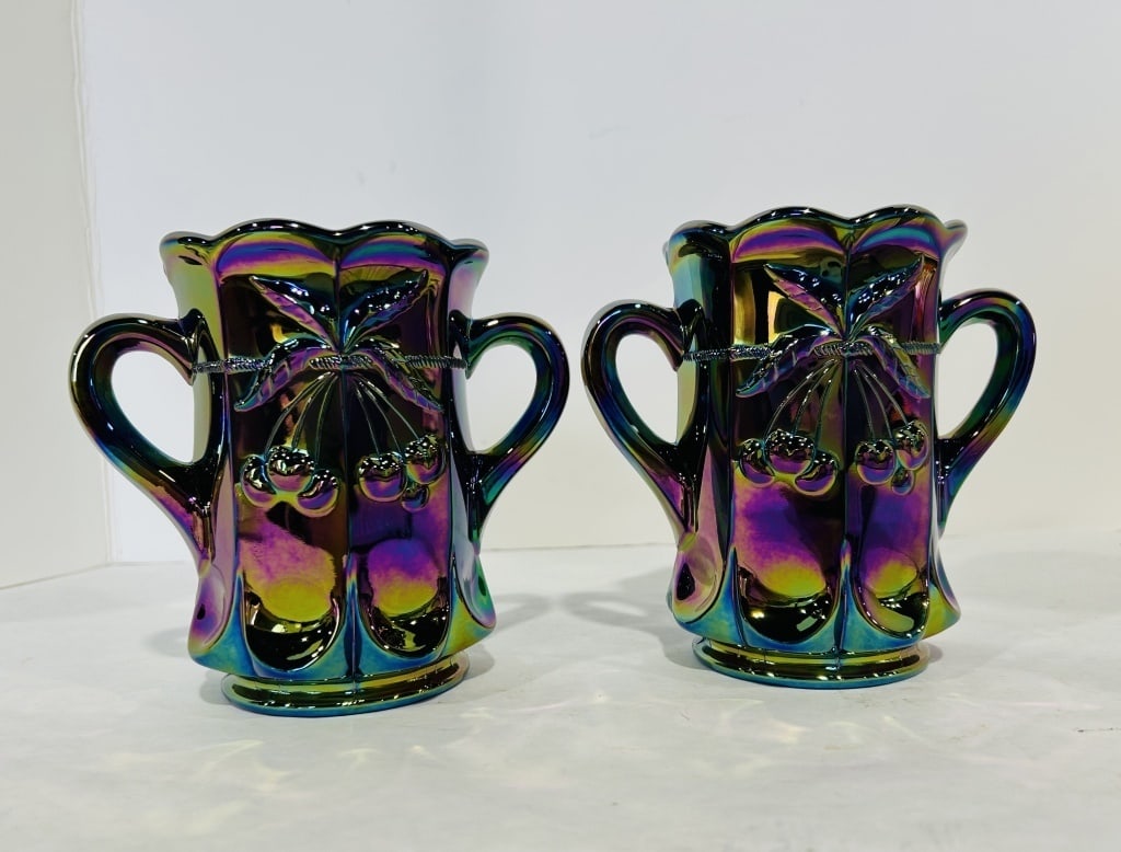 MOSSER CARNIVAL AMETHYST CELERY VASES: SET OF 2