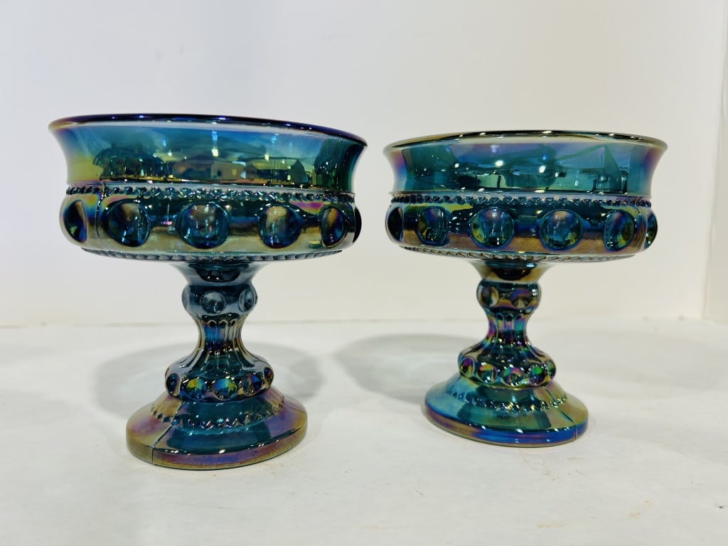INDIANA KING'S CROWN THUMBPRINT PEDESTAL COMPOTES (1 of 5)
