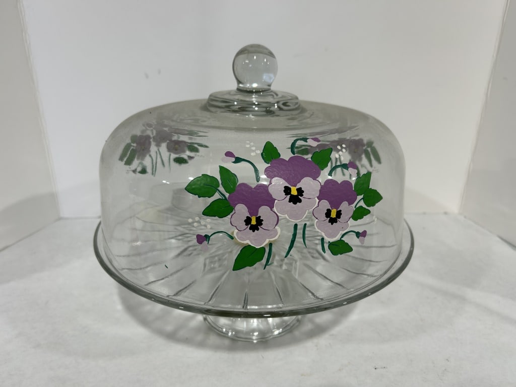 HANDPAINTED FLORAL CAKE STAND: .