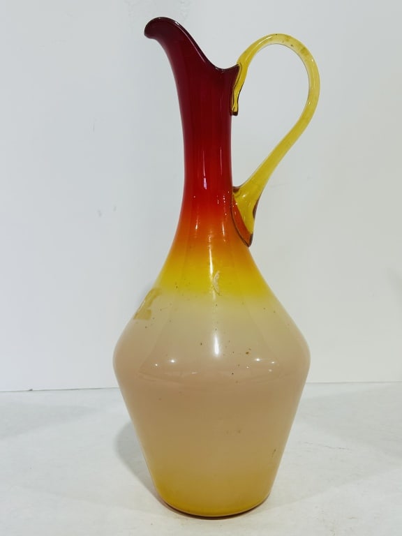 VINTAGE NLENKO AMBERINA GLASS EWER: .
