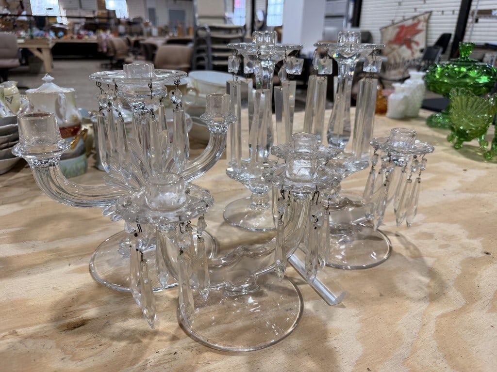 CRYSTAL CANDLESTICKS: NO SHIPPING!