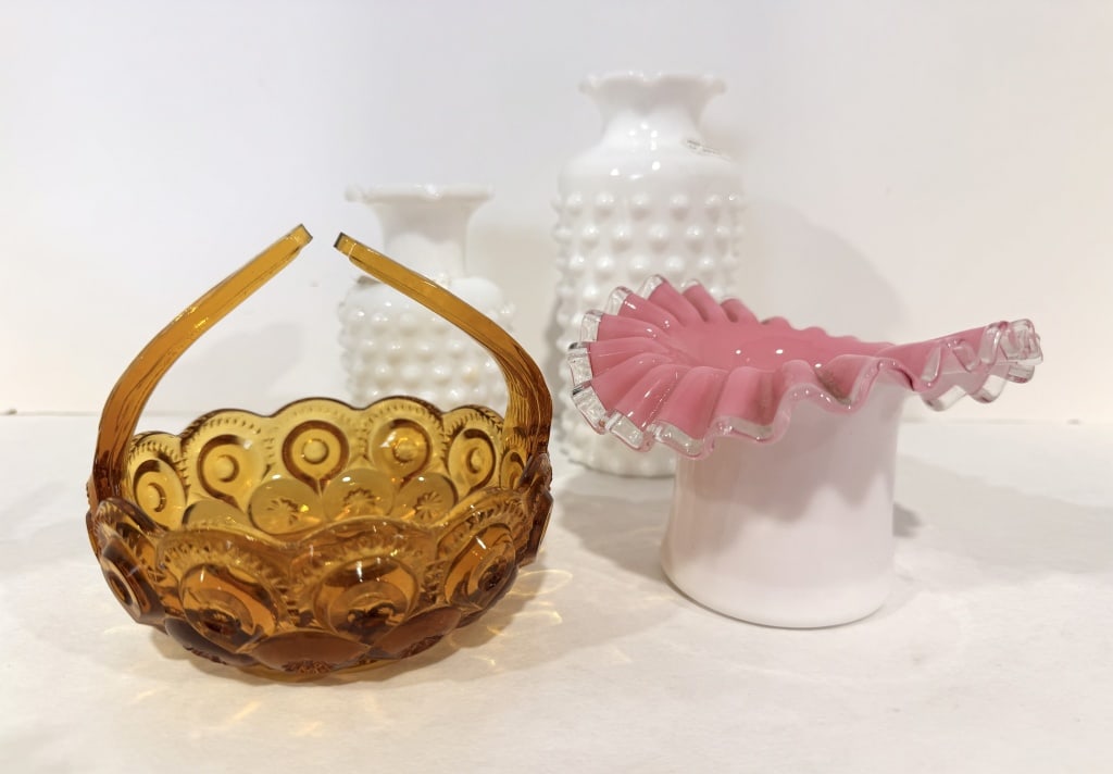 L.E. SMITH MOON & STARS AMBER GLASS BOWL (1 of 9)