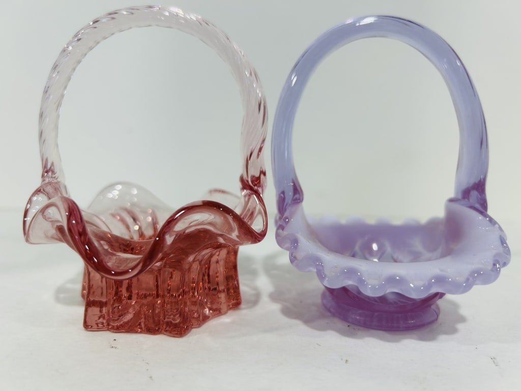 PAIR OF MINI FENTON BASKETS (1 of 7)