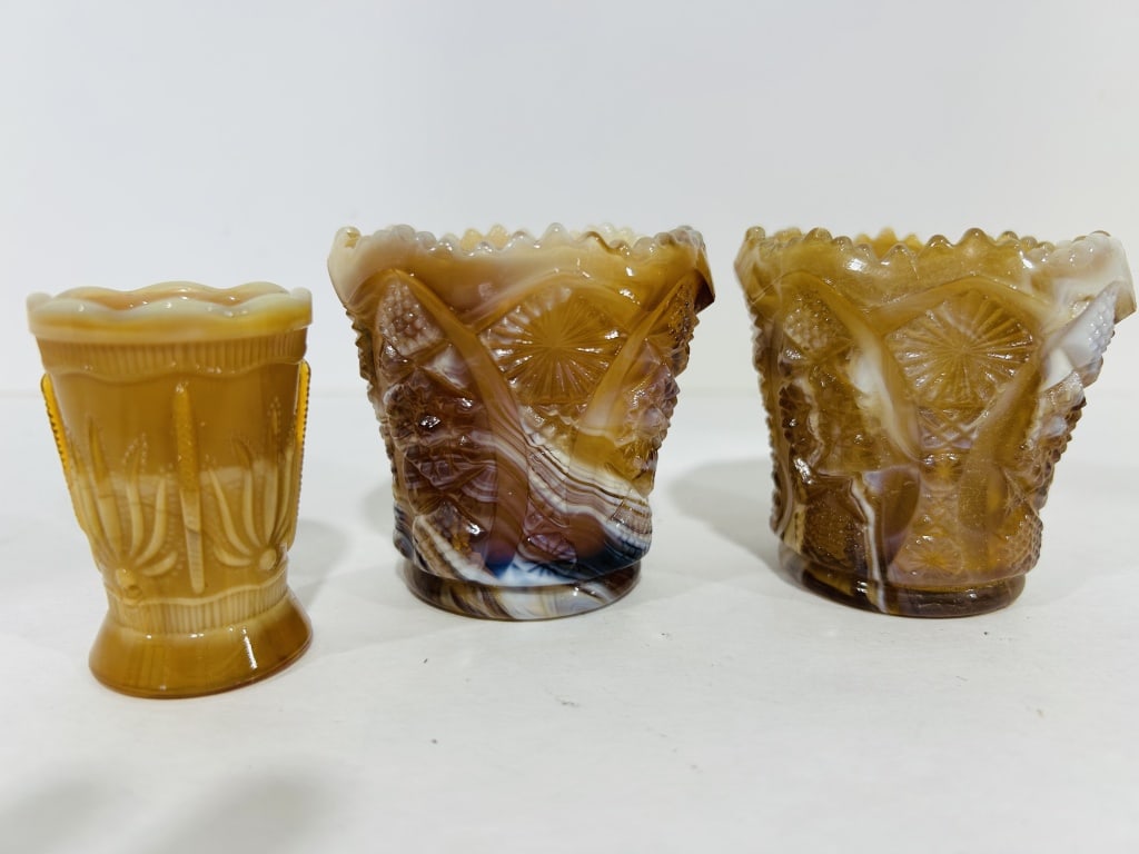 VTG IMPERIAL SLAG GLASS CARNIVAL TOOTHPICK HOLDERS (1 of 6)