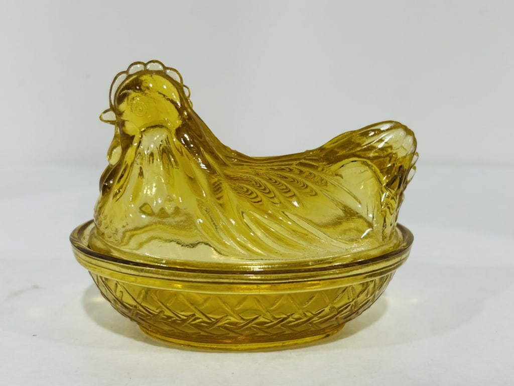 AMBER HEN ON NEST: .