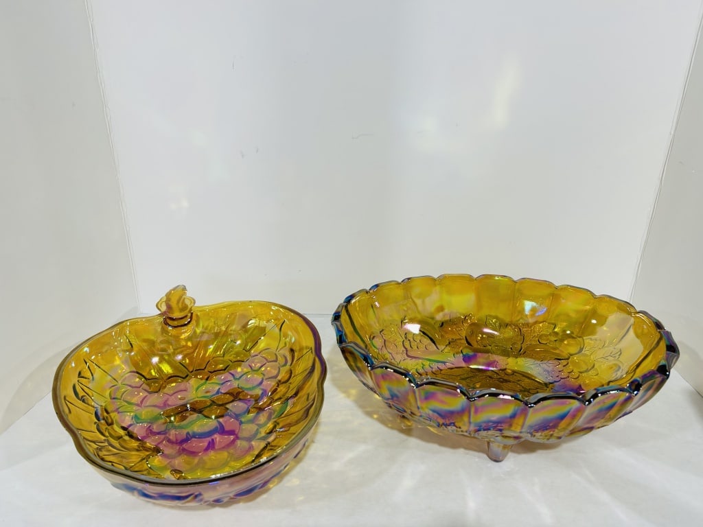 INDIANA AMBER CARNIVAL FRUIT BOWLS (1 of 7)
