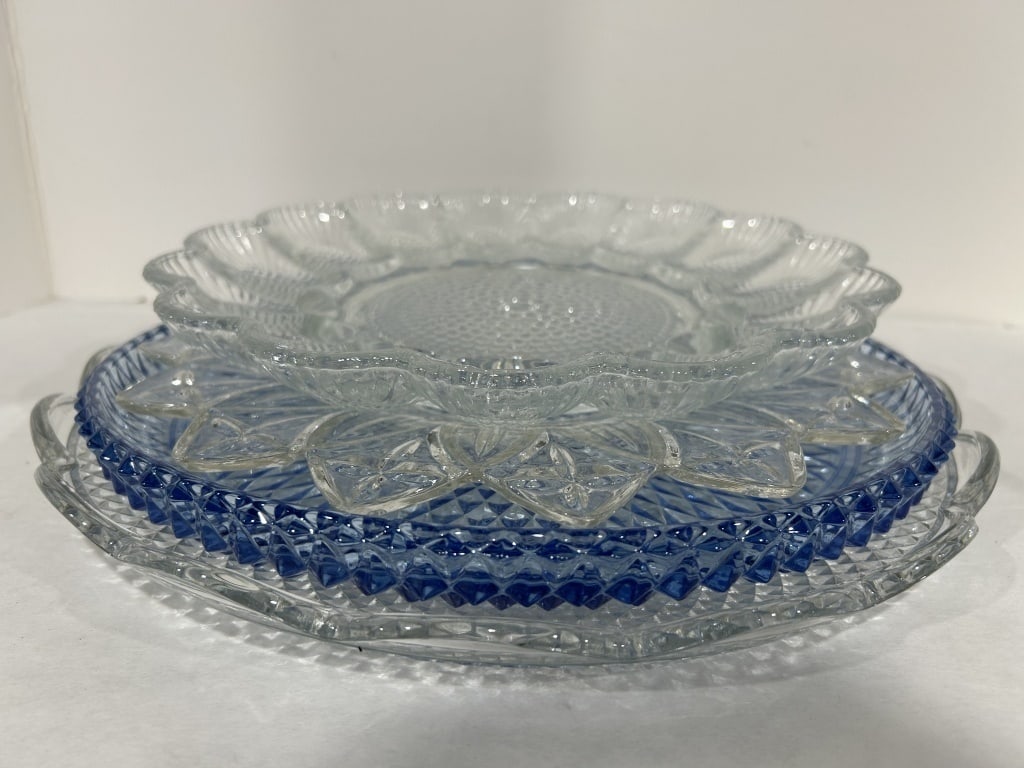 GLASS SERVING TRAYS: .
