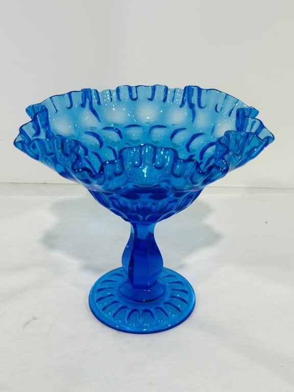 FENTON COLONIAL BLUE THUMPRINT COMPOTE (1 of 4)