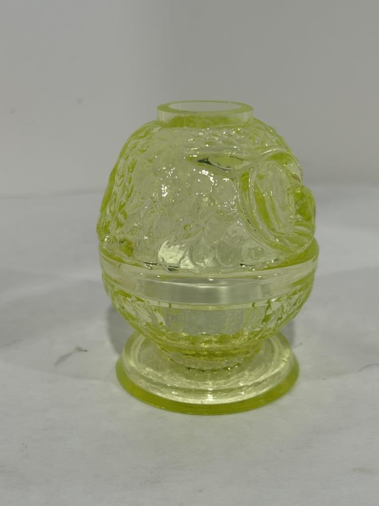 FENTON URANIUM OWL FAIRY LAMP - 3