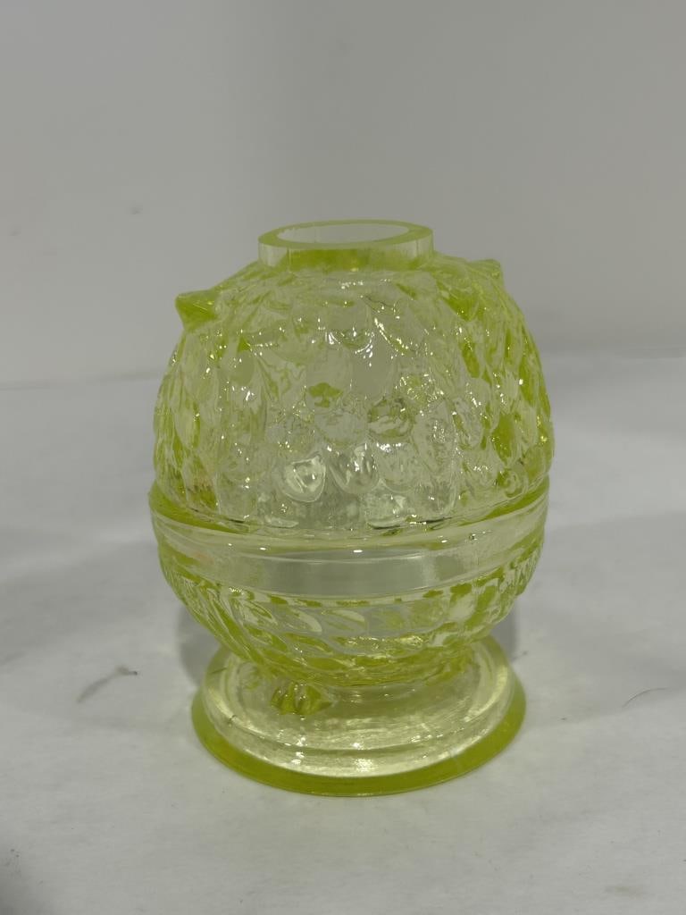 FENTON URANIUM OWL FAIRY LAMP - 4