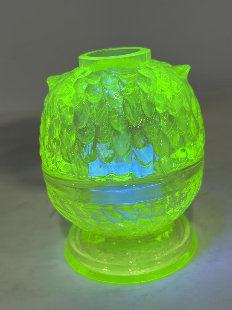 FENTON URANIUM OWL FAIRY LAMP - 6