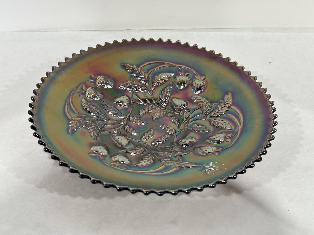 NORTHWOOD STRAWBERRY CARNIVAL GLASS PLATE: .